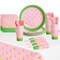 145-Pieces Pink Watermelon Party Supplies for Birthday, Baby Shower, Summer Decorations, Set includes Paper Plates, Napkins, Cups, Cutlery, and Tablecloth (Serves 24)